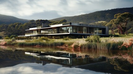 Fototapeta na wymiar Rental holiday home in South Australia near Wilsons Promontory Nordic inspired architecture