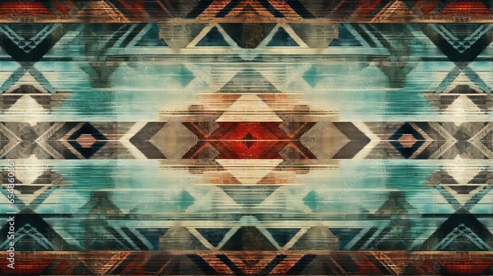 Poster ethnic pattern on grunge fabric texture boho style rug design 3d art