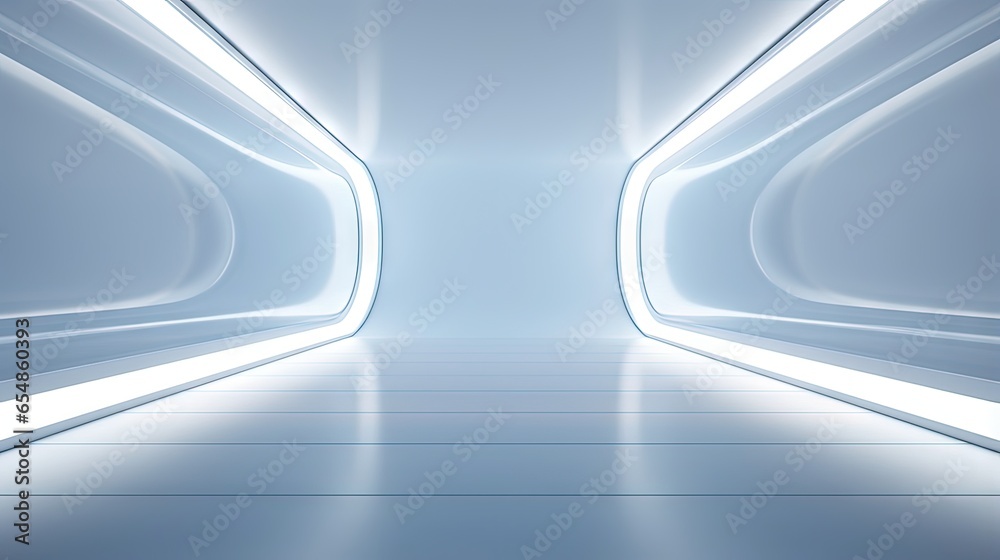 Aufkleber 3D rendering of a modern minimal light filled corridor