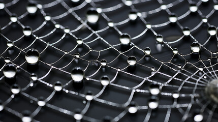 Fototapeta premium spider web in the rain closeup illustration