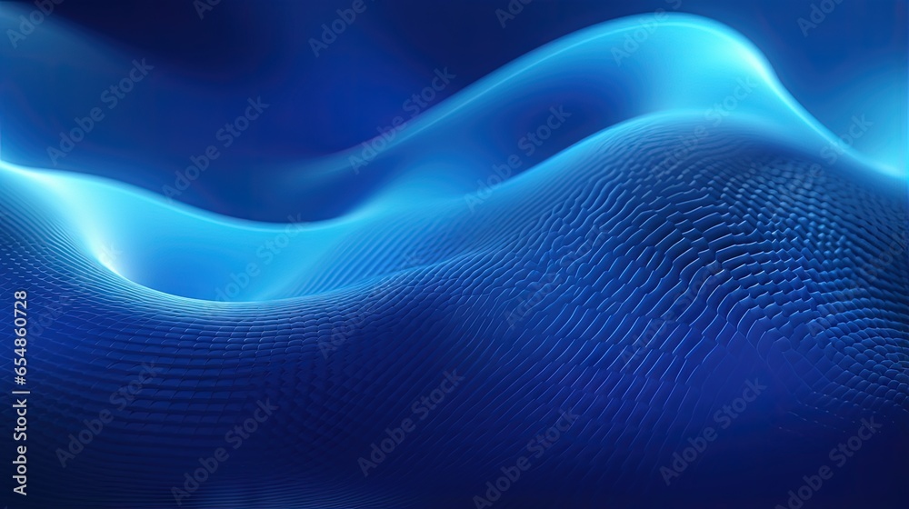 Poster Abstract digital background with a gradient texture of blue waves of light on a screen Created using AI technology and big data Rendered in 3D