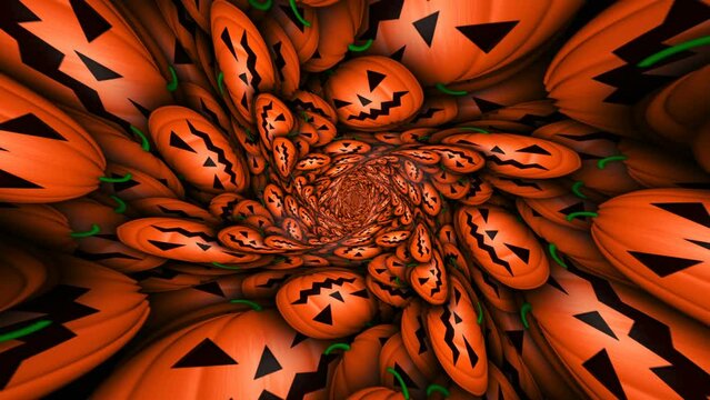 Halloween Pumpkins on the Tunnel Walls Animation, Background, Loop
