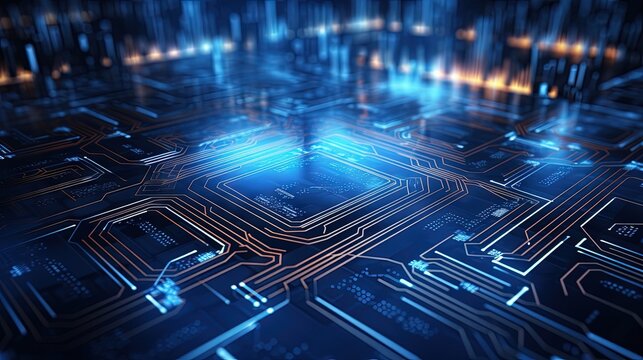 Futuristic tech circuit board for business background