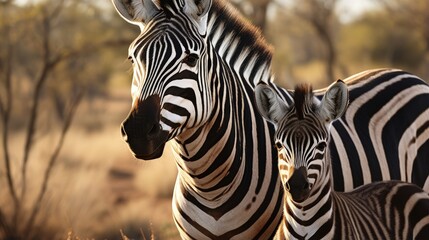 Mother and baby zebra together