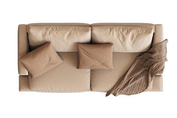 comfortable soft sofa isolated on transparent background, interior furniture, 3D illustration, cg render