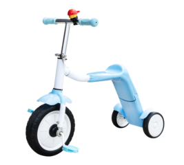 Blue three wheel bicycle