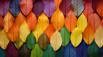 Multicolored leaves in autumn, fall colorful