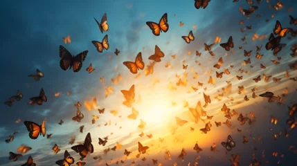 Fotobehang Butterfly, wings, pattern of butterlies, aerial display © Linus