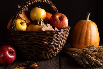 a pumpkin harvest on the table