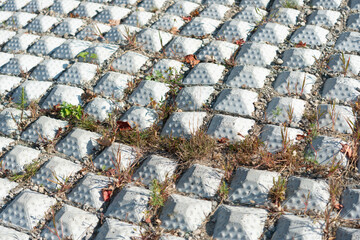 concrete "carpet" with pyramidal structures or textured concrete tiles