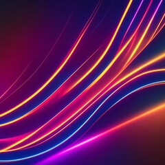 Obraz premium Abstract Geometric Neon Background, Colorful Glowing Wavy Line,3D Render, Minimalist Wallpaper