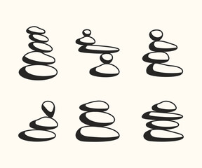 set of balancing rock zen stone stones logo vector icon illustration