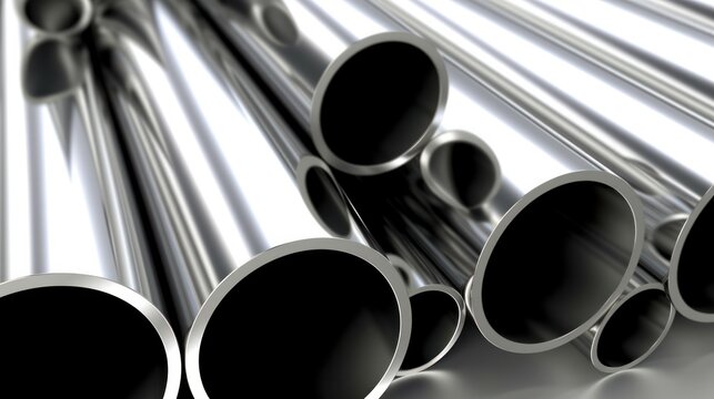metal pipes on a white background. pipe production
