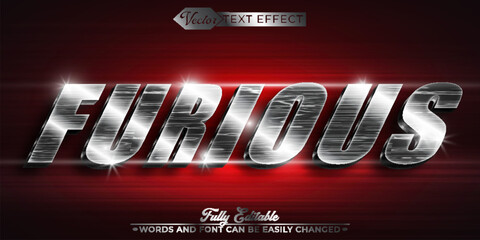 Metallic Silver Furious Vector Editable Text Effect Template