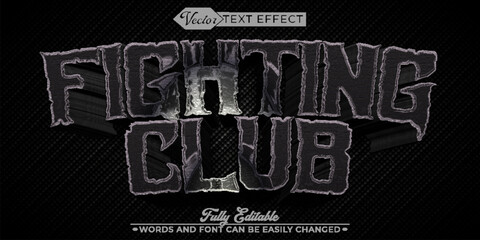 Dark Silver Fighting Club Vector Editable Text Effect Template