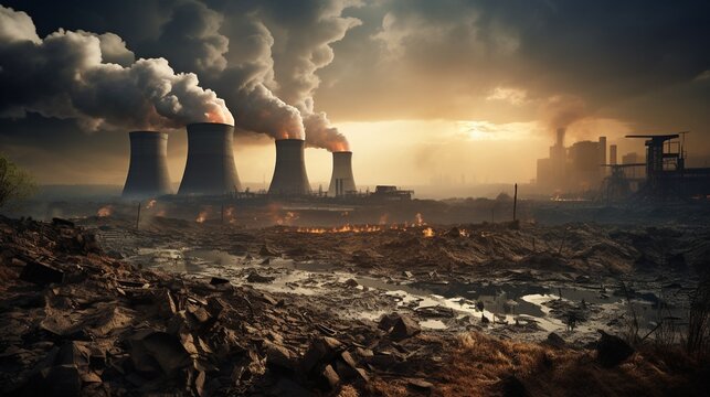 Realistic photo depicting a destroyed world, ai generated