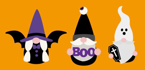 Cute halloween gnome flat style vector illustration