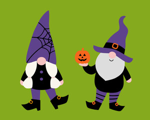 Cute halloween gnome flat style vector illustration