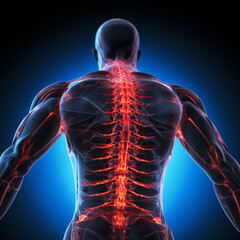 Human nervous system displayed on blue screen
