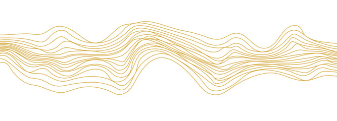 Background of golden lines. Luxurious design of smooth shapes. Design for packaging design, music illustration, technology and creative ideas.