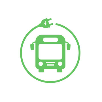 green electric bus logo on white clip art preview