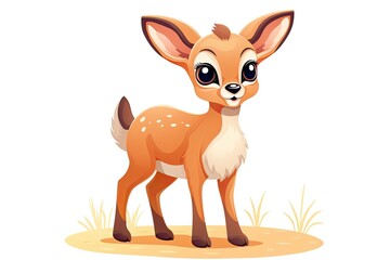 A cute cartoon deer standing on a grassy field in the African safari created with Generative AI technology