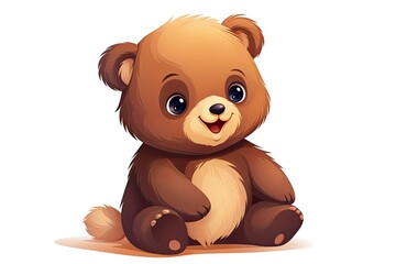 Fototapeta premium A cute cartoon teddy bear sitting on the ground in a safari setting created with Generative AI technology