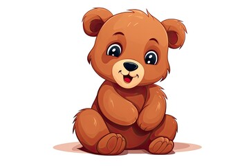 Fototapeta premium A adorable teddy bear sitting on the ground with a playful expression created with Generative AI technology