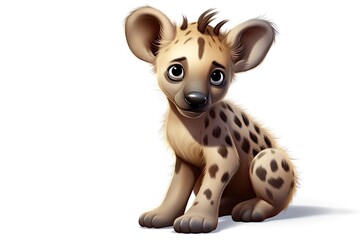 A adorable spotted hyena relaxing in the African savannah created with Generative AI technology