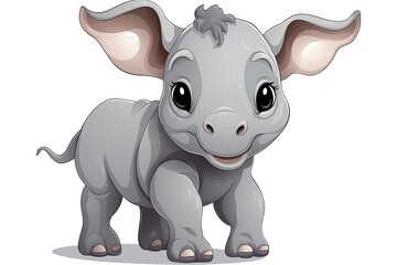 Fototapeta premium A cute baby elephant standing on a white background created with Generative AI technology