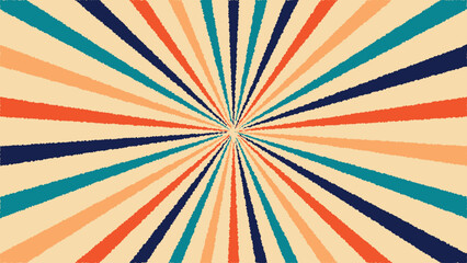 Sunburst with grungy texture classic retro background, rays or stripes in the center. Rotating, spiral stripes. Retro vintage color background