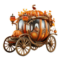 A fairy tale pumpkin carriage. Isolated on transparent background.