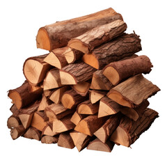 Stack of firewood. Isolated on transparent background.