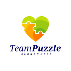 Love Puzzle logo design vector template, Vector label of puzzle, illustration, Creative icon, design concept