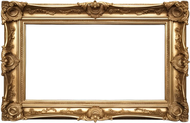 Antique Vintage golden frame with empty space isolated. Ornate frame ai generated