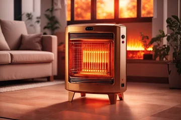 Foto op Aluminium Modern electric infrared in fire heater at home. ai generative © Igor