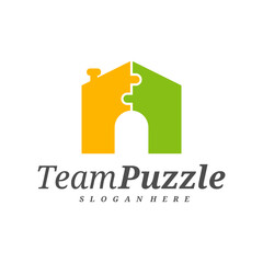 House Puzzle logo design vector template, Vector label of puzzle, illustration, Creative icon, design concept