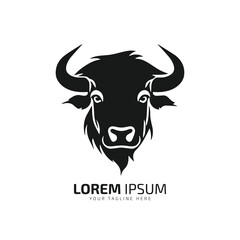 minimal and abstract logo of ox icon bull vector silhouette isolated design