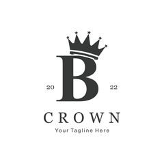Crown Logo On Letter B Template. Crown Logo On B Letter, Initial Crown Sign Concept Template