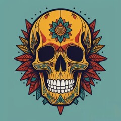 Obraz premium mexican skull and crossbones created with generative AI software