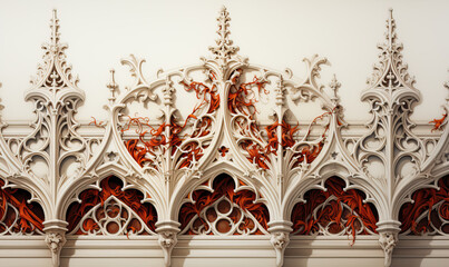 White architectural elements on a white background.