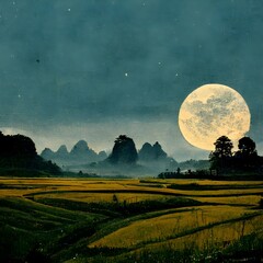 A Tang poetryThere is a bright moon out of the window Its so beauty and lonely How about my parents in the hometown As far as the moon they were been landscape cinematic detailed epicprivate 