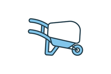 Wheelbarrow Icon. Icon related to Farming And Farm. Suitable for web site design, app, user interfaces. Flat line icon style. Simple vector design editable