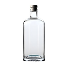Close up empty glass bottle on white background or transparent background