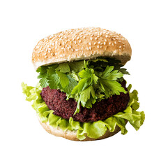 Vegan food burger with beetroot cutlet on isolated png background - 654889502
