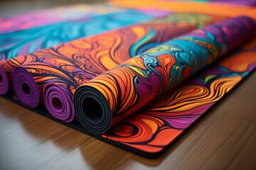Vibrant exercise mats for yoga and fitness. Generative AI - obrazy, fototapety, plakaty