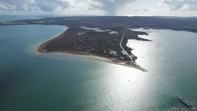 beautiful aerial view of the The Studland and Godlingston Heaths, Purbeck, Dorset, UK