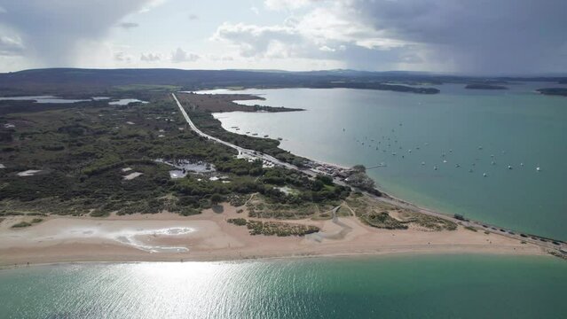 beautiful aerial view of the The Studland and Godlingston Heaths, Purbeck, Dorset, UK