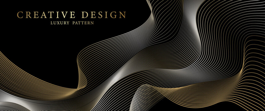 Premium cover design. Elegant luxury black vector background with gold lines for cover design, invitation, poster, flyer, brochure, card, luxe invite, business banner, prestigious voucher, menu design