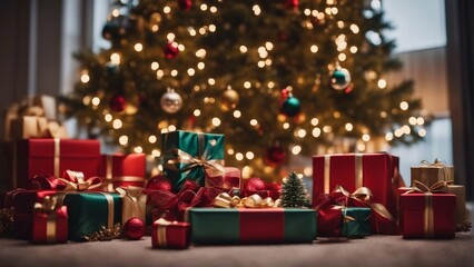 Fototapeta na wymiar Weihnachtsbaum mit Geschenken